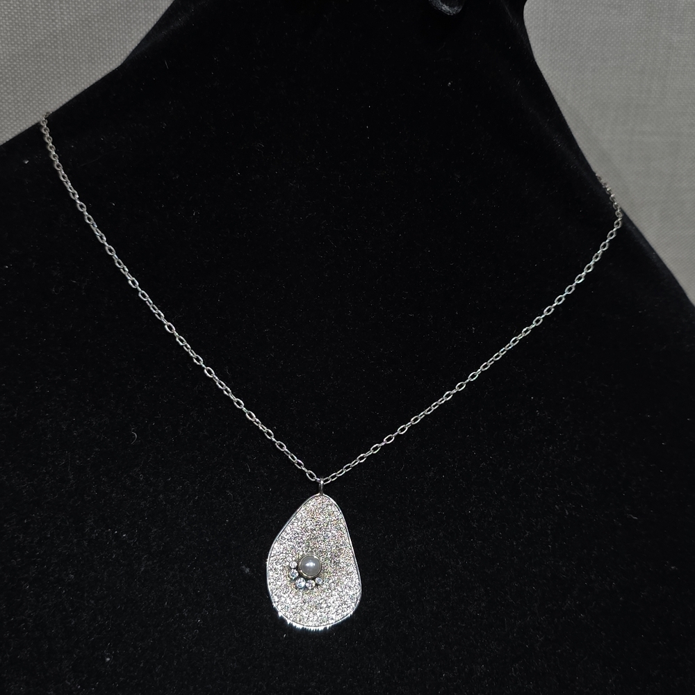 Silpada 925 Sterling Silver CZ Pearl Necklace - Picture 3 of 9